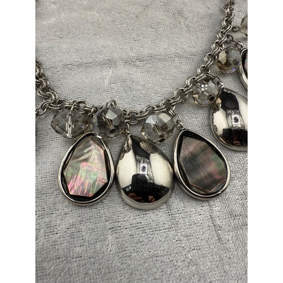 White House Black Market Jewelry - White House Black Market Necklace Bib‎ Statement Shell Look Silver Tone 16"
